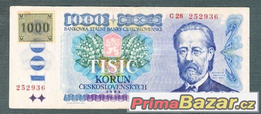 Staré bankovky - 1000 kčs 1985 Smetana, KOLEK – fotografie 1