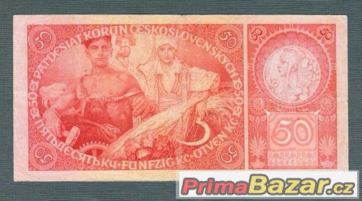 Staré bankovky - 50 korun 1929 neperforovana – fotografie 2