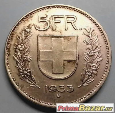 5 franků 1933 B, Švýcarsko
