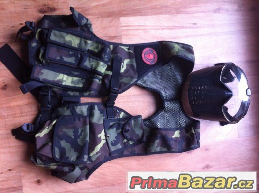 Airsoft bojová vesta a maska s větrákem – fotografie 1