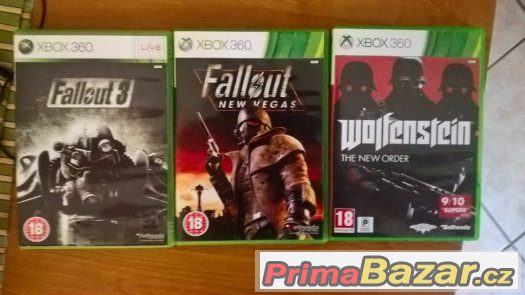 XBox 360 hry - Wolfenstein, Fallout 3, Fallout: New Vegas – fotografie 1