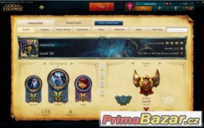 LoL účet, 30 lvl Gold 3, EUNE