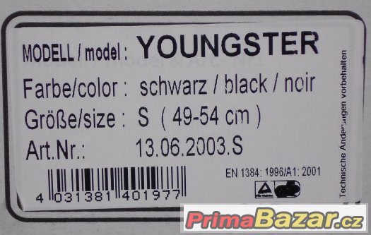 Casco youngster Schwarz/black/noir 49-54 cm velikost S NOVÁ – fotografie 3