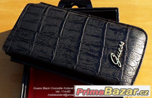 Kožené Krokodýl Pouzdro Guess Černé vel. L 114x80 – fotografie 1