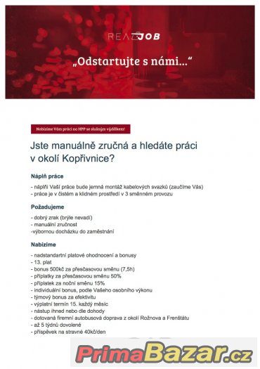Montážní pracovník/ce - nadstandartní platové bonusy – fotografie 1