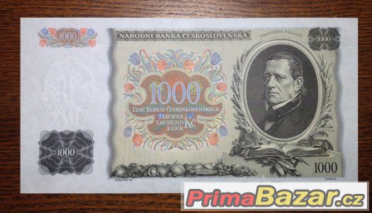 Staré bankovky 1000 korun 1934 NEPERFOROVANA skoro bezvadná – fotografie 2