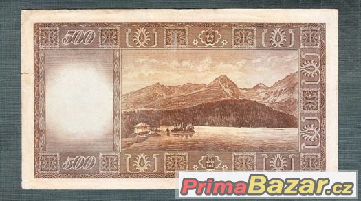 Staré bankovky - 500 kčs 1945 Vzácná neperforovana – fotografie 2