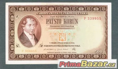 Staré bankovky - 500 kčs 1946 NEPERFOROVANA, pěkný stav