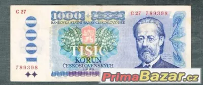Staré bankovky - 1000 kčs 1985 Smetana
