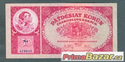Staré bankovky - 50 korun 1929 neperforovana, pěkný stav