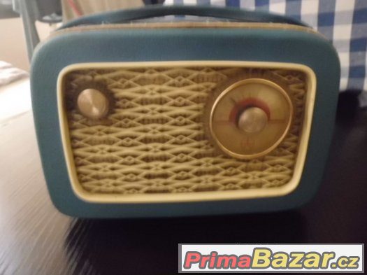Super staré Retro Rádio - TESLA T 2800 B-2, Kabelka - MODRÉ – fotografie 3