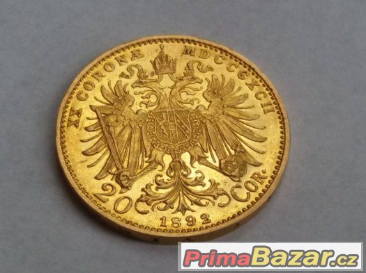 2x Zlatá mince 20 koruna 1892, 1893 KB – fotografie 1