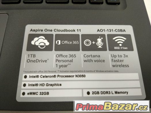 NOVÝ LUXUSNÍ ACER CLOUDBOOK 11,6" za TOP cenu - SLEVA – fotografie 3