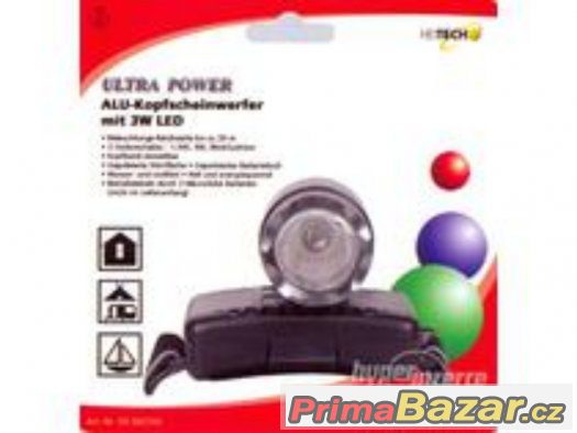 Čelní svítilna 3W LED - dosvit 30m, 04002744 – fotografie 1