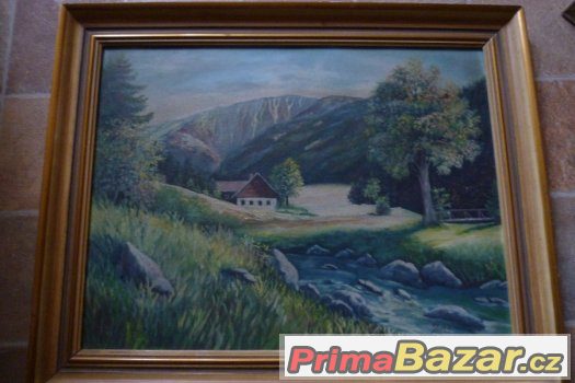 Krkonoše Sněžka Kotel obraz olej mal. Pícha – fotografie 3