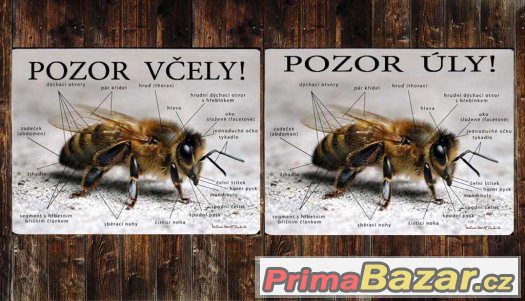 Luxusní hliníková tabulka POZOR VČELY, POZOR ÚLY – fotografie 1