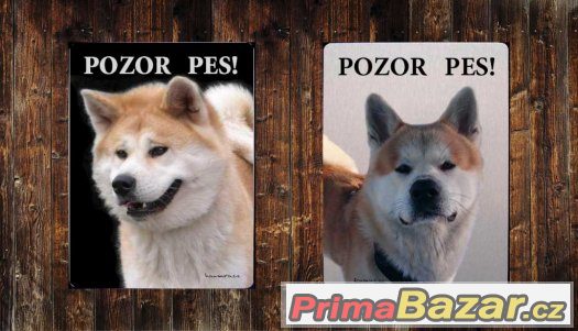 Luxusní hliníková tabulka POZOR PES AKITA INU – fotografie 1
