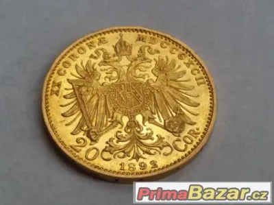 2x Zlatá mince 20 koruna 1892, 1893 KB