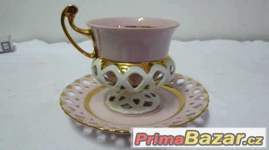 Horní Slavkov růžový porcelán šálek Byzant tvar – fotografie 1