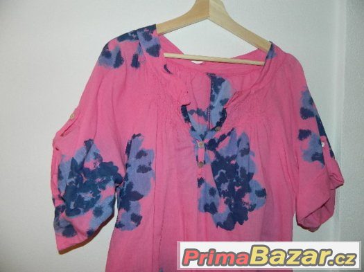 TUNIKA velké květy - růžová, jako NOVÁ – fotografie 1