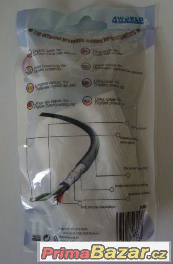 USB 2.0 propojovací černý kabel A-B, 5 metrů, nerozbalený, k – fotografie 3