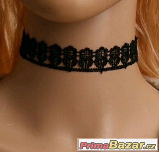 Nový černý tattoo choker "kytky" – fotografie 1