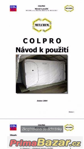 AUKCE Protichemický dekontaminační stan značky COLPRO NSN – fotografie 3
