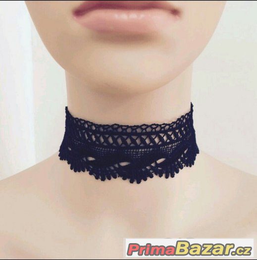 Široký černý tattoo choker – fotografie 1