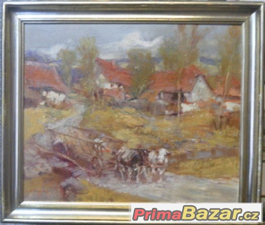 Vůz na můstku, signovaný O. Blažíček. – fotografie 1