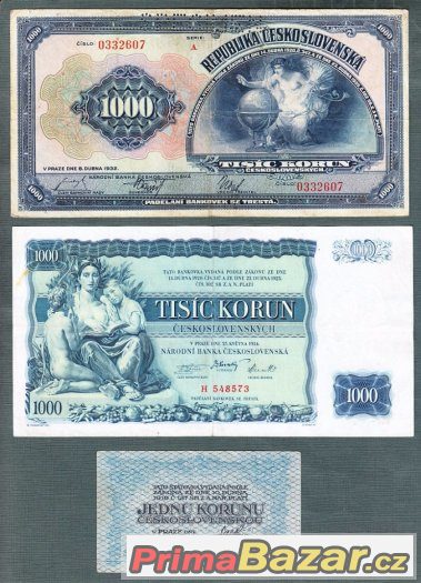 Staré bankovky První republika 1919-1929 , 9kusů – fotografie 2