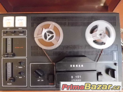 Pěkný Kotoučový Magnetofon Tesla B101 STEREO s mikrofony – fotografie 2
