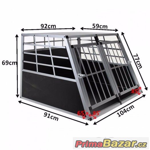 Alu přepravní, transportní box / klec pro psa, psy do auta. – fotografie 1
