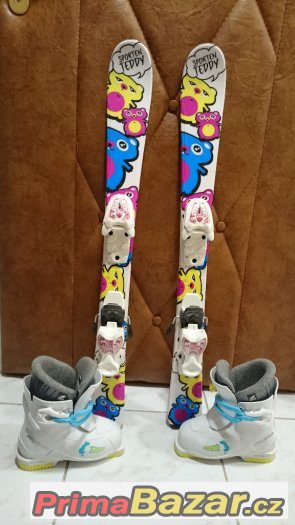 dětské lyže 90 cm + lyžáky 30 + hůlky – fotografie 1