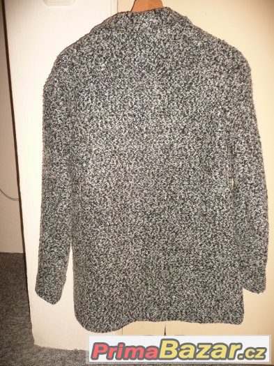 Luxusní oversized kabát kabátek, vlněný kabát, svetřík, šedý – fotografie 3