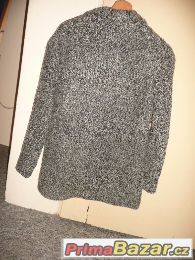 Luxusní oversized kabát kabátek, vlněný kabát, svetřík, šedý – fotografie 4