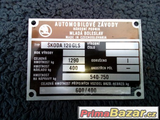 Ulozenkove stitky Skoda 120GLS – fotografie 1