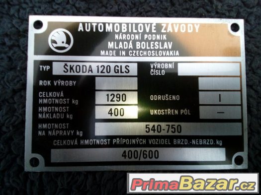 Ulozenkove stitky Skoda 120GLS – fotografie 2