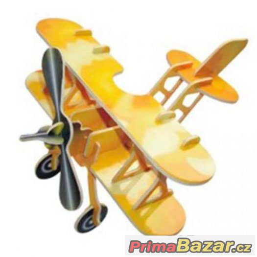 Dřevěné skládačky 3D puzzle - Letadlo dvojplošník – fotografie 1