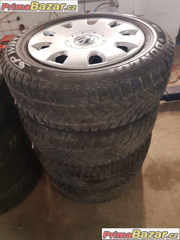 plechove disky s pneu Dunlop s poklicema 60% vzorek 5x112 1K0601027C 6jx15 et47