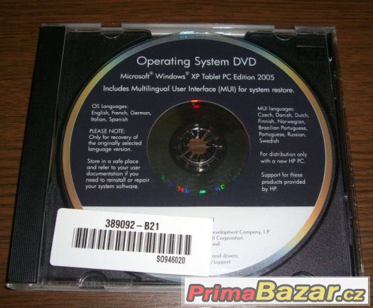 Originál Windows XP Tablet PC Edition MUI DVD OEM HP – fotografie 1