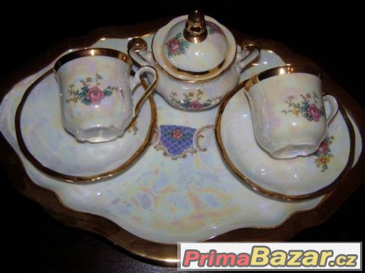 Kávový - čajový - perleťový  porcelánový servis – fotografie 1