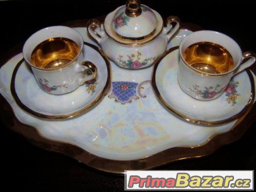 Kávový - čajový - perleťový  porcelánový servis – fotografie 3