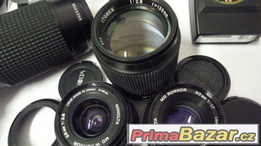 Minolta XD 7. objektiv blesk stativ motor kinofilm kufr – fotografie 4