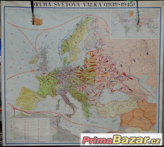 Mapa - Druhá světová válka (1939-1945) Školní nástěnné mapy. – fotografie 1