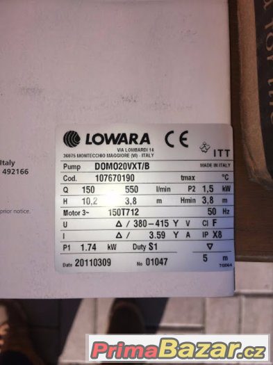Kalové čerpadlo Lowara DOMO 20VXT/B – fotografie 5