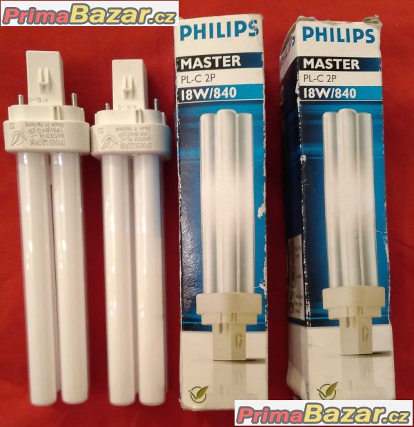 2 ks Úsporné kompaktní zářivky Philips Master PL-C 18W 840 2P.