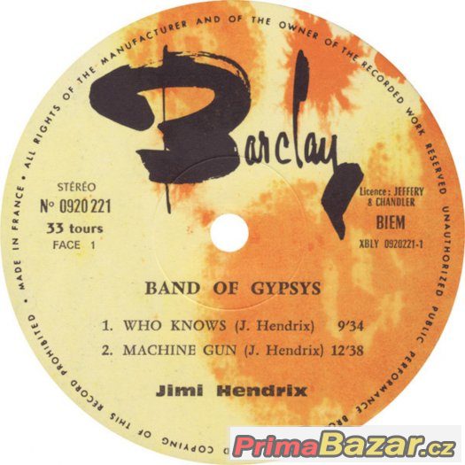 JIMI  Hendrix  ‎– Band Of Gypsys 1970 1press – fotografie 3