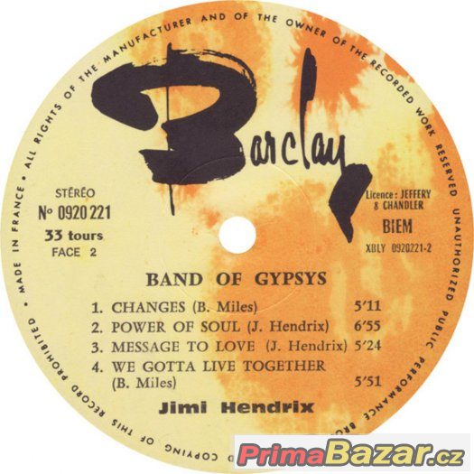 JIMI  Hendrix  ‎– Band Of Gypsys 1970 1press – fotografie 4
