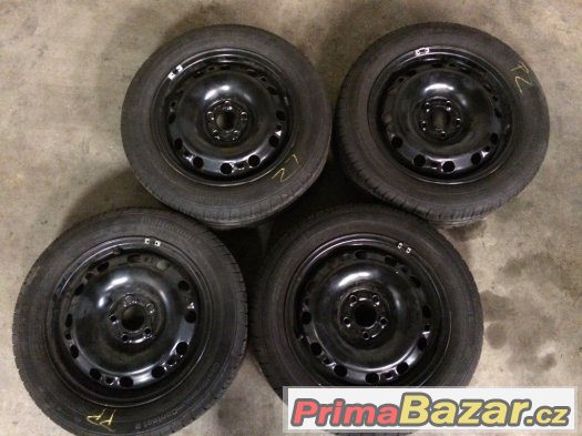 Plechové disky 5x100 R15 a letní pneu 195/55/15 Continental – fotografie 1