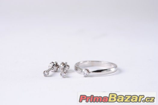 ZLATÉ NÁUŠNICE + PRSTEN SOUPRAVA S DIAMANTY – fotografie 2